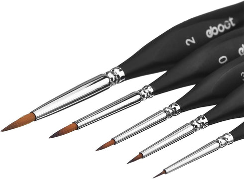 Detail Paint Brushes Set Artist Paint Brushes Painting Supplies for Art Watercolor Acrylics Oil, 5 Pieces (Black)...