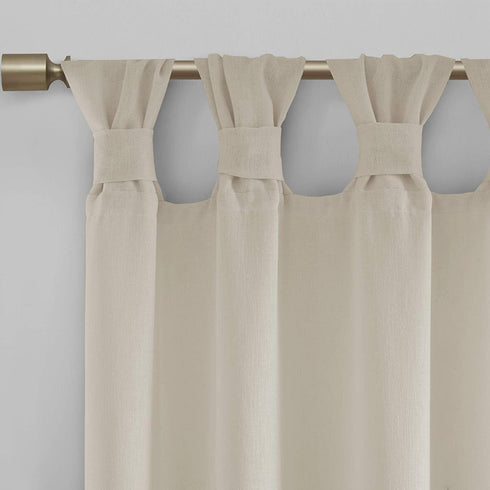 Madison Park Rosette Floral Embellished Cuff Tab Top Solid Single Window Treatments Sheer Curtain Panel Drape for Bedroom Living Room and Dorm, 50...