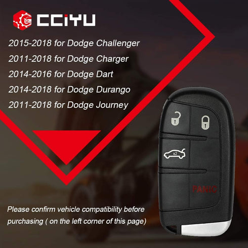 cciyu 1 X Flip Key Fob Uncut Blade (SHELL CASE) 4 Buttons Replacement for 4 Button M3N-40821302 for 11-18 for Dodge for Charger 15-18 for Dodge fo...