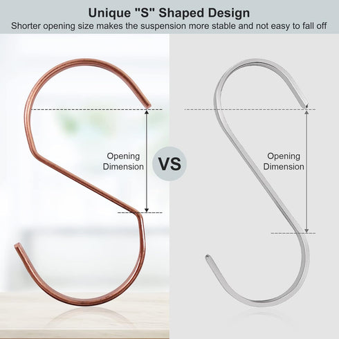 SumDirect 10pcs 4 Inch Rose Gold Flat S Hooks, Heavy Duty Stainless Steel S Shaped Hooks for Hanging...