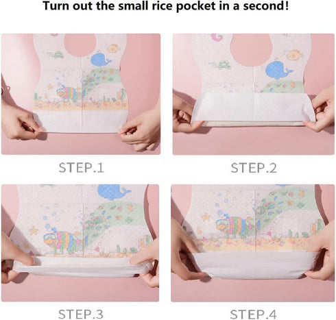 30 PCS Disposable Baby Bibs, Portable Infant Feeding Toddler Bibs, Adjustable Bibsters Bibs for Drool Leakproof, Breathable Bear Travel Baby Bibs ...