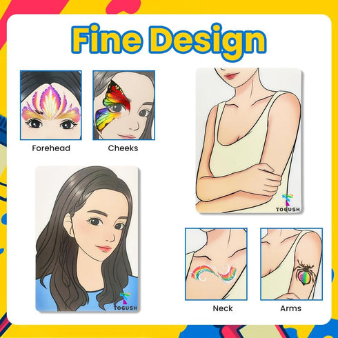 Face Painting Practice Board, 4 Pieces A4 Resuable Colored Makeup Template, 8.3" x 11.7"...