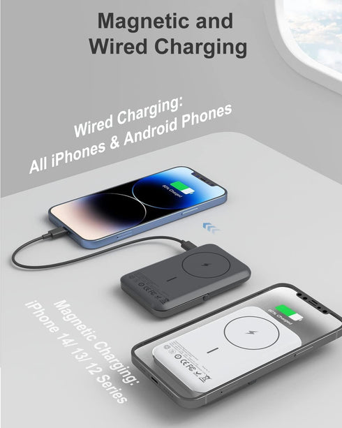MGG Magnetic Battery Pack PD 20W for MagSafe 5000mAh Wireless Portable Charger with Foldable Stand - Mag-Safe Power Bank Fast Charging with USB C ...
