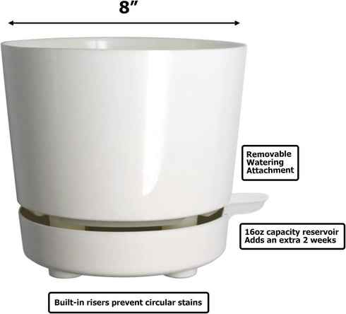 HBServices USA 8" Self Watering + Self Aerating High Drainage Deep Reservoir Round Plant Pot, Maintains Healthy Roots, for Indoor & Outdoor & Wind...