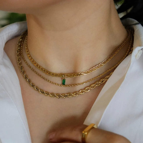 18K Gold Filled Vintage Choker Necklaces for Women Waterproof Gold Choker Necklace Anti Tarnish Gemstone Zircon Rectangle Pendant Necklace...