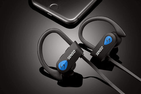 Senso Bluetooth Headphones, Best Wireless Sports Earphones w/Mic IPX7 Waterproof HD Stereo Sweatproof Earbuds for Gym Running Workout 8 Hour Batte...