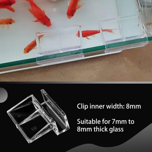 16 PCS 8mm Acrylic Aquarium Cover Clip, Clear Fish Tank Glass Cover Clip Support Holder Universal Lid Clips for Rimless Aquariums...