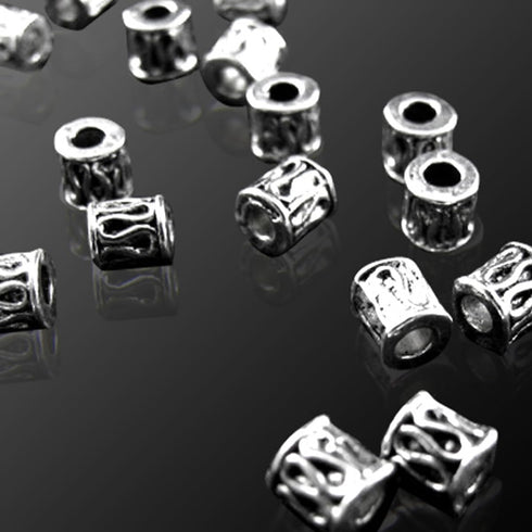 120pcs Tibetan Antique Silver Filigree Tube Beads 6mm in Dia. Column Spacer Loose Beads Hollow Charms Pendant DIY Bracelets(P233) Necklace Jewelry...