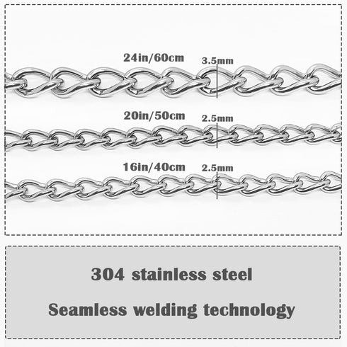 Training Collar for Dogs,304 Stainless Steel Double Loop P-Chain Pet Training Walking Dog Slip Collars 24 in, 3.5 mm...