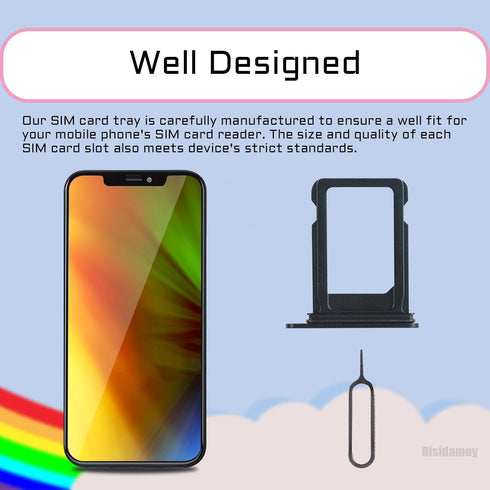 for iPhone 13 Black SIM Card Slot Replacement Single SIM Version Card Tray Holder Adapter with Waterproof Rubber Ring Repair Tool Fix Kit SIM Ejec...