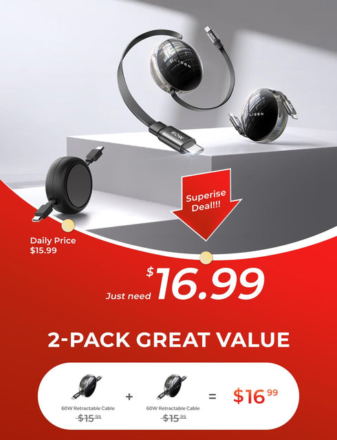 LISEN Retractable USB C Cable?2 Pack? Extension USB C Cable, USB C to USB C Cable, 60W 3.3FT Adjustable&Portable Fast Charging USB C Cable, for iP...