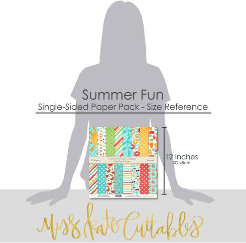 Pattern Paper Pack - Summer Fun - Scrapbook Premium Specialty Paper Single-Sided 12"x12" Collection Includes 16 Sheets - by Miss Kate Cuttables...