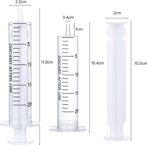 5pcs 20ml/cc Plastic Syringes with Caps for Industry Lab Pet Feeding...