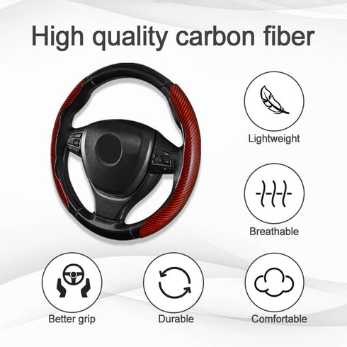 Steering Wheel Cover, Segmented Steering Wheel Protector, Carbon Fiber Anti-Slip and Durable Butterfly Cover, Universal Car Interior Accessories F...
