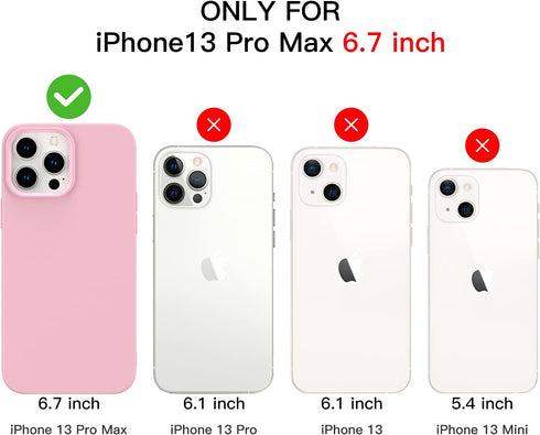 Designed for iPhone 13 Pro Max Case, Silicone Ultra Slim Shockproof Phone Case with Soft Anti-Scratch Microfiber Lining, [Enhanced Camera Protecti...