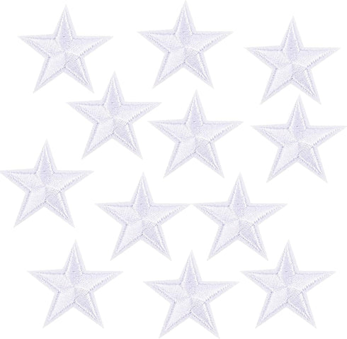 Framendino, 24 Pack White Star Iron on Sewing Appliques Patches Mini 5 Star Embroidered Fabric for Clothing DIY Decorations...