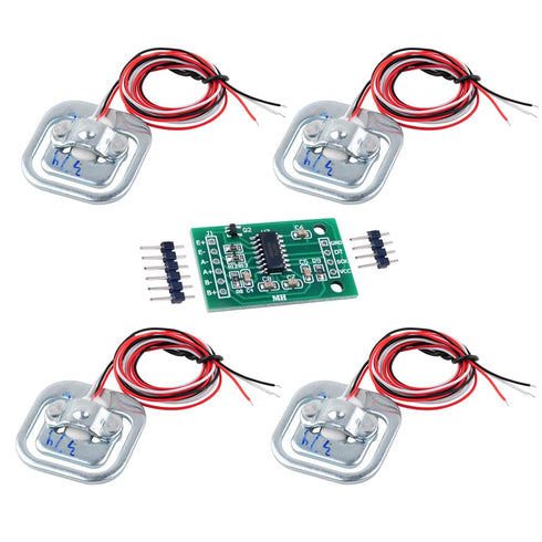 4pcs Load Cell 50kg Half Bridge Strain Gauge Human Body Digital Scale Weight Sensor + 1pc HX711 Amplifier AD Module for Arduino...