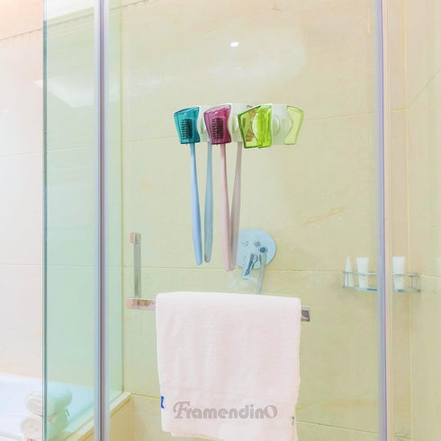 Framendino, 3 Pack Toothbrush Head Covers Caps Holder Case Protector Box with Suction Cup Convenient for Bathroom Wall Mirror Home Outdoor Travel...