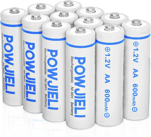 AA Rechargeable Batteries,1.2V 600mAh Ni-MH Double A Batteries,for Solar Lights and Household Devices,12 Pack...