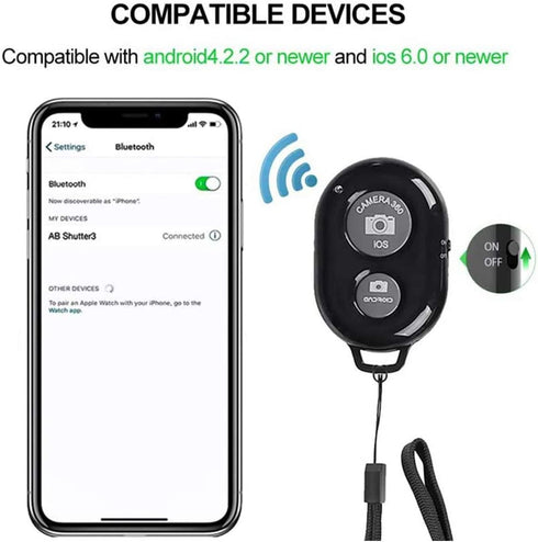 Wireless Camera Shutter Remote Control for Smart Phones- Compatible with iOS/Android (2 Black)...