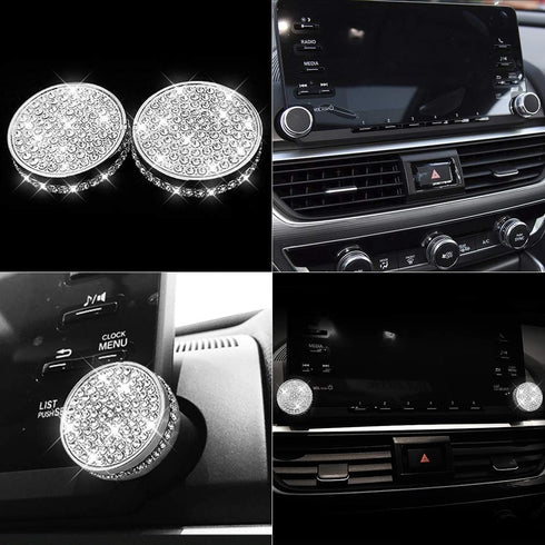 LECART Bling Volume Knob Cover Fit for Honda Accord 2018 2019 2020 Car Interior Bling Accessories Metal Sound Switch Knob Caps Silver Pack of 2...