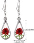 Red Turquoise Pressed Flowers Teardrop Drop Dangle Earrings Pendant Necklace Jewelry Set, 2 Colors...