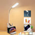 Small Desk Lamp with Wireless Charger, Desk Lights for Home Office - LED, White,Brightness Adjustment, 3 Color Modes,500LM, Study Lamp with Pen Ho...