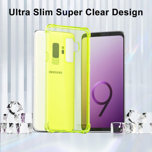for Samsung Galaxy S9 Plus Case Clear, Neon Bright Vibrant Color, Transparent Jelly Protective Silicone Phone Case for Women Girly Cute, Thin Slim...