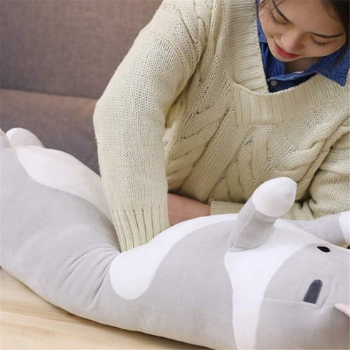 shangman Lovely Plush Cat Doll Cute Cartoon Soft Stuffed Kitten Long Throw Sleeping Pillow Toy Gift for Kids Girlfriend Multiple Size (Grey,70cm/2...