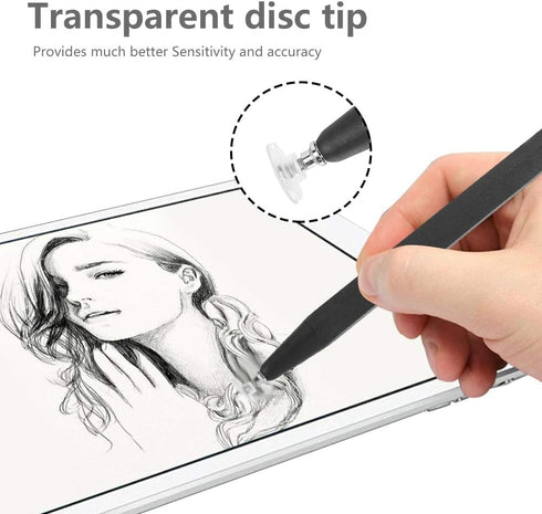 Universal Capacitive Stylus Pen,ASHATA Precision Disc tip Stylus Capacitive Touch Screen Pens for All Mobile Phones and Tablets Black (2PCS)......