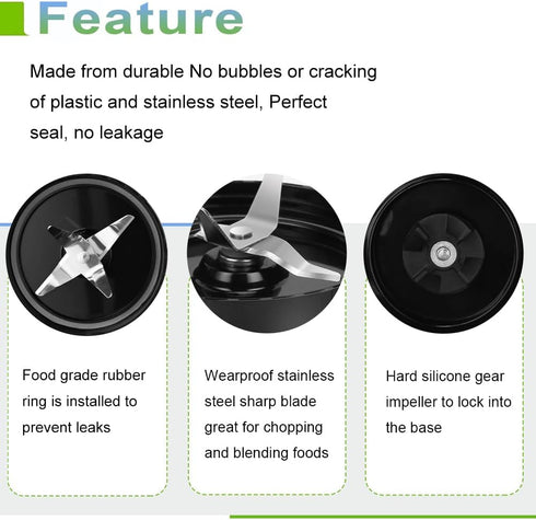 QT 2X Cross Blades compatible with Magic Bullet 250W MB1001 Series With Gaskets Replacement Blender Part...