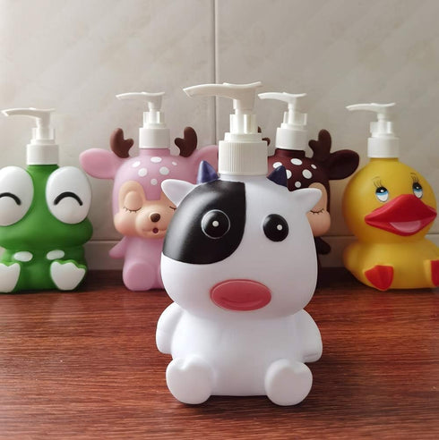 Frog Cow Cute Cartoon Animal Hand Soap Pump Lotion, Hand Soap, Shampoo, Shower Gel Dispenser, Suitable for Bathrooms, Kitchen Countertops, Bathroo...