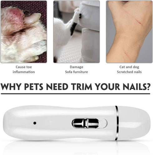 Electric Dog Nail Grinder, 2-Speed Electric Rechargeable Pet Nail Trimmer Paws Grooming & Grinding Tool for Small Medium Large Dog & Cats, Include...