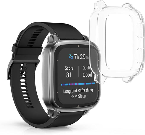 kwmobile Case Compatible with Garmin Venu Sq 2 Music/Sq 2 Case - 2X TPU Silicone Fitness Tracker Cover - Transparent...