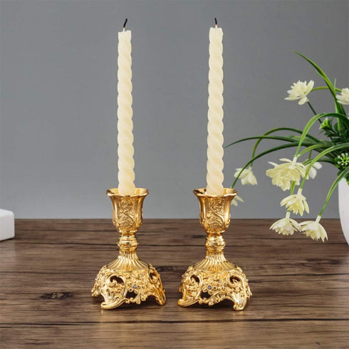 OwnMy Set of 2 Taper Candle Holders Candlestick Holders, Elegant Brass Candle Stick Holders Candelabra Candle Set for Wedding, Christmas, Candle C...