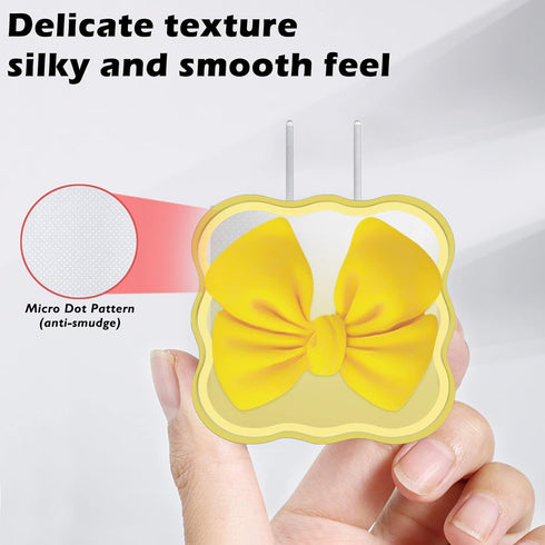 Kawaii Phone Cable Protector for iPhone 18W/20W USB-C Charger with 3D Bow Tie Wave Design,Clear Soft Phone Charging Protective Case Data Line Cove...