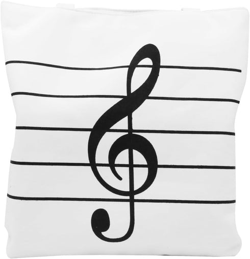 Music Notes Handbag Canvas Tote Bag Reusable Grocery Bag Shoulder Shopping Bag for Women Girls Gift (White)...