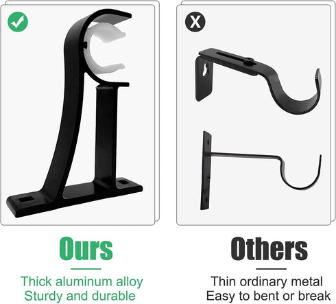 TOKPLNU Curtain Rod Bracket, Black 6 Pack Curtain Rod Holders Heavy Duty Curtain Rod Hooks Hangers for 1 Inch Drapery Rods, Single Curtain Rod Han...