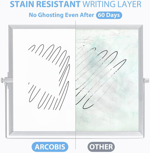 ARCOBIS Small Desktop Dry Erase Board 12" X 8" Portable Magnetic Double Sided Whiteboard Easel for Kids to Do White Board for Office, Home, School...