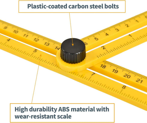 POWERTEC Multi Angle Measuring Ruler for Woodworking, Crafting, Construction, Flooring & Tile Cutting, ABS Plastic Angle Finder, Template & Layout...