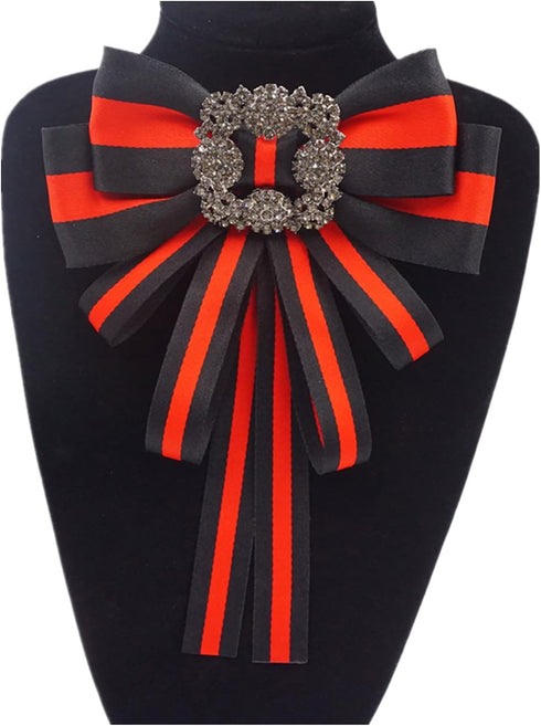 Topaz Christmas black bow tie brooch for women men bowknot costume brooches fashion jewelry cravat ribbon broach pin womens corsage jabot collar n...