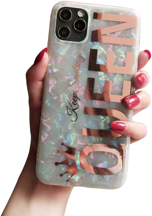 for iPhone 11 Pro Max Case Glitter Sparkling Women Girls Rose Gold Queen Print Girly Design, Soft TPU Silicone Hybrid Protective Sparkle Slim Cove...