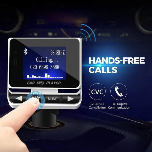 Bluetooth FM Transmitter for Car, Wireless Car Radio Adapter, Handsfree Auto Kit with Remote Control, MP3 Music Player Support USB Charger Siri Go...