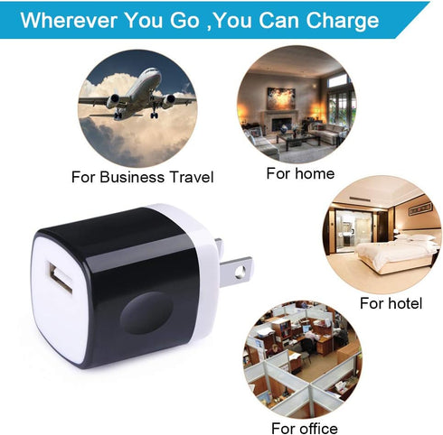 One Port USB Wall Charger,Charging Block,5Pack Travel 1A USB Charger Cube Brick Charger Boxes for iPhone 14/13/12/11/Xs Max/X/8 Plus/7/6S Plus,Sam...