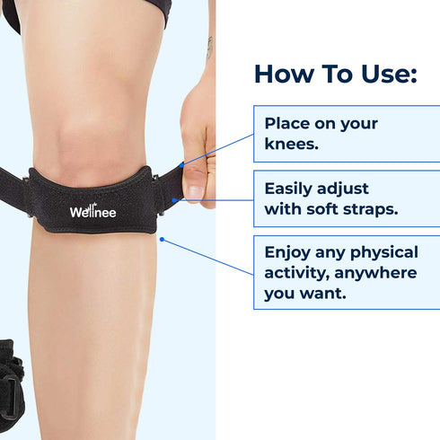 Patella Knee Strap – Adjustable Knee Brace for Support, Running, Basketball, Volleyball, Tennis, Hiking, and more – One Size Fits Most - Wellknee ...