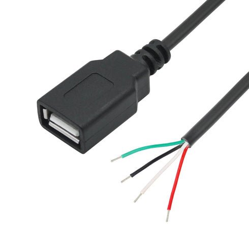 4Pcs USB A Female 4Pin Bare Wire 1M/3FT, 5V/2A USB 4 Pin Pigtail Open End Power Data Cable, Tail Tinning, for USB Equipment Installed or Replaceme...