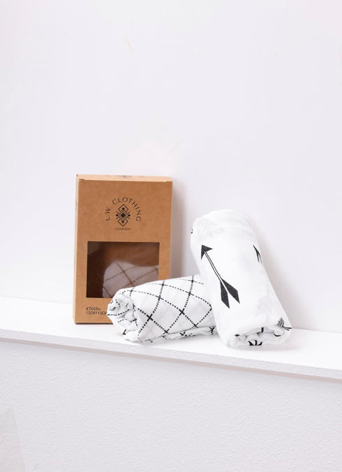 Muslin Swaddle Blanket, 2 Pack Unisex Wrap Soft Silky Gender Neutral Recieving Blanket for Boys and Girls, Large size 47 x 47 Inches, set of 2 Bla...