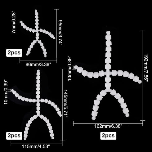PH PandaHall 6pcs Body Joint Skeleton 3 Sizes Figure Movable Skeleton Plastic Joint Jeton Ball Socket Teddy Bear Connectors Soft Making Limbs and ...