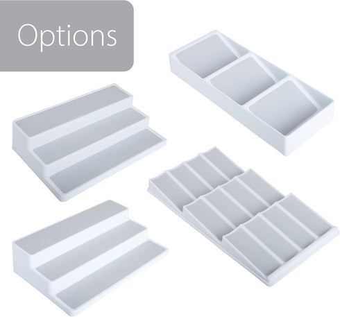Smart Design 3 Section Plastic Spice Rack Drawer - Non-Slip Lining and Feet - BPA Free - Seasoning Jars, Makeup Storage, Countertop Bottle Tray, 3...