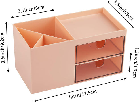 LETURE Office Desk Organizer with drawer, Office Supplies and Desk Accessories, Business Card/Pen/Pencil/Mobile Phone/Stationery Holder Storage Bo...
